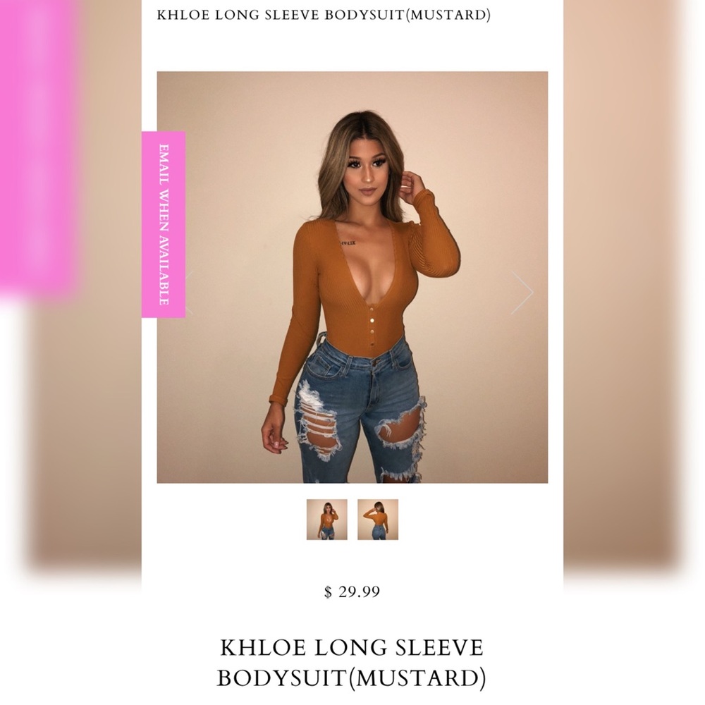 OOTDFASH Khloe Long Sleeve Bodysuit (MUSTARD)